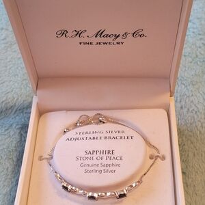 925 Sterling Silver Sapphire Adjustable Bracelet R.H. Macy & CO Fine Jewelry NWT